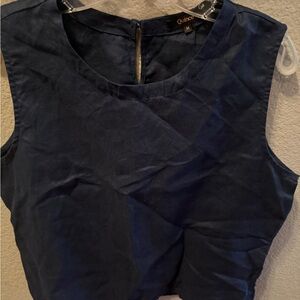 Quince 100% Linen Sleeveless Crop Tank – Size M Navy EUC